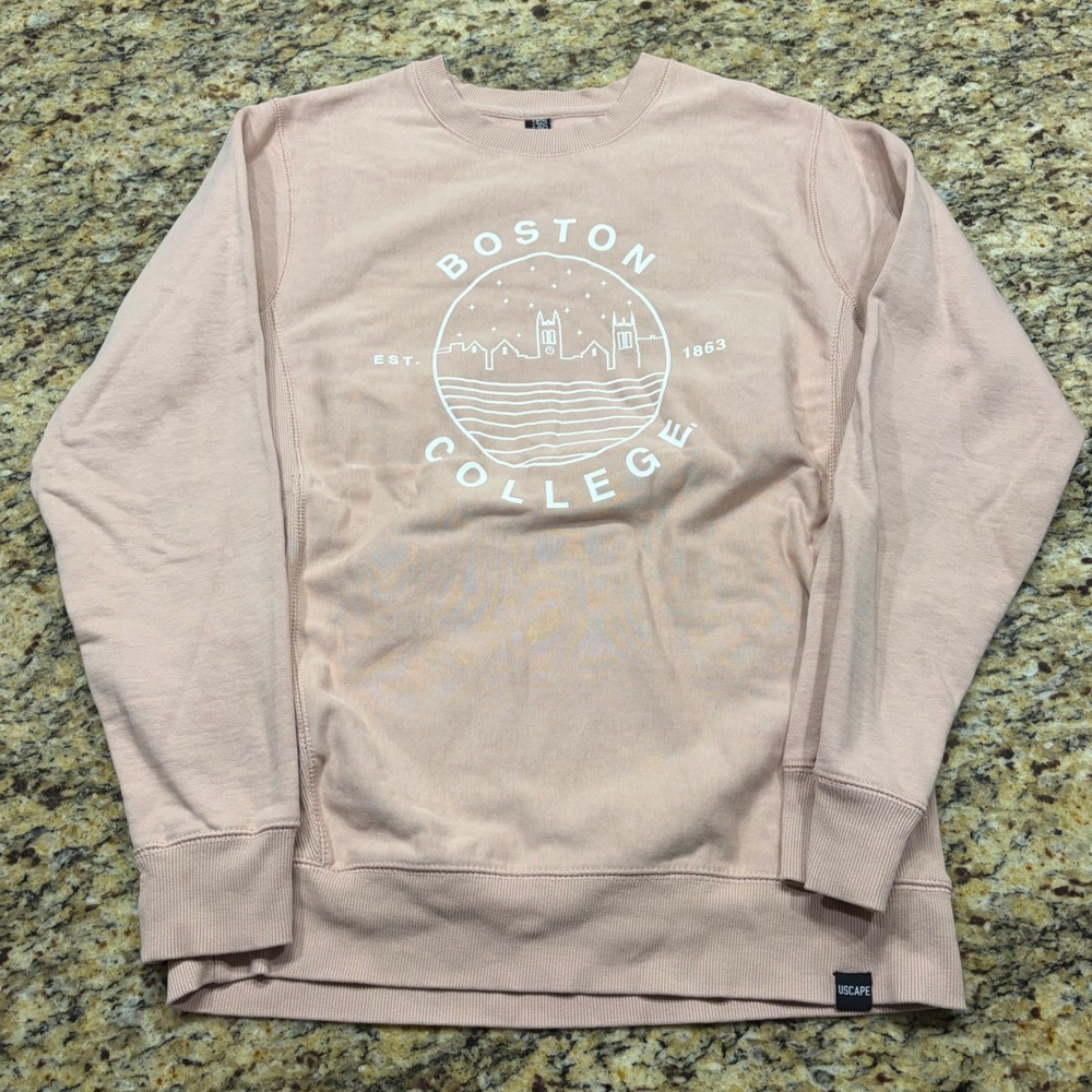 Uscape Apparel Boston College Sweatshirt Pink Crewneck Skyline Graphic Small ws